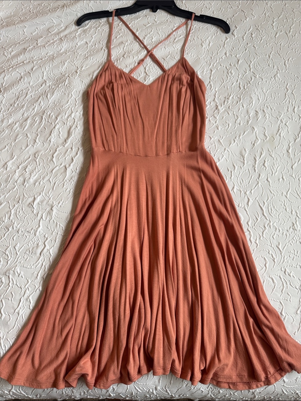 Dusty Terracotta Mini Dress with Crisscross Straps